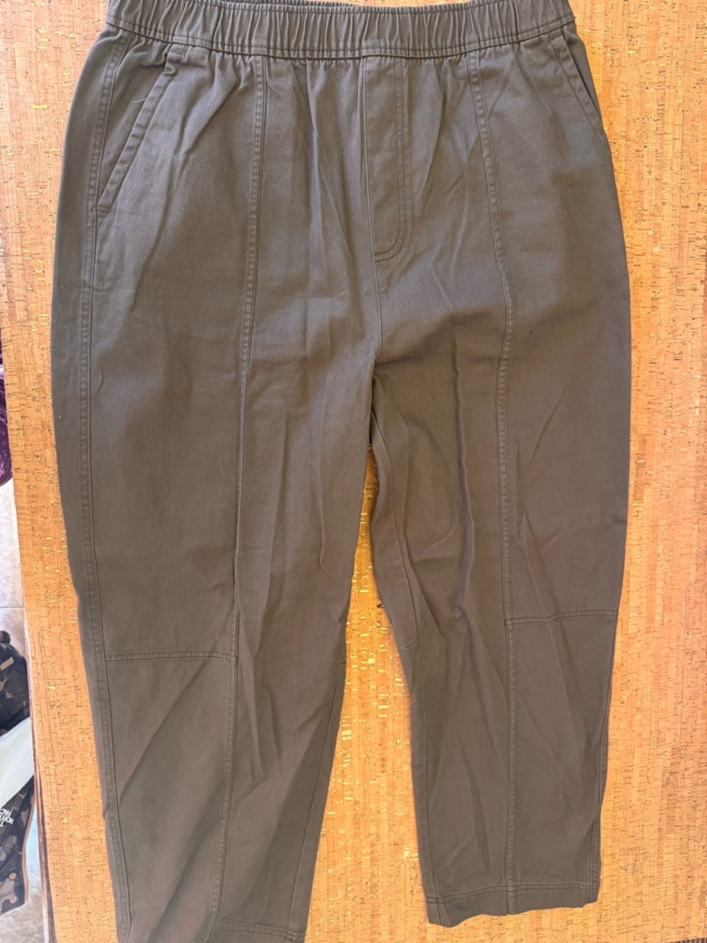 Women's Olive Green Elastic-Waist Casual Pants